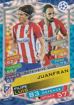 Filipe Luis / Juanfran Atletico Madrid 2016/17 Topps Match Attax CL Defensive Duo #ATL18